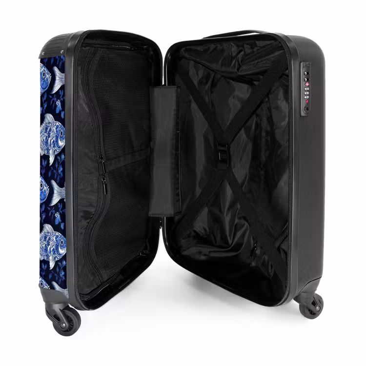 Valise - Poissons - Fleurs - Bleu — 5