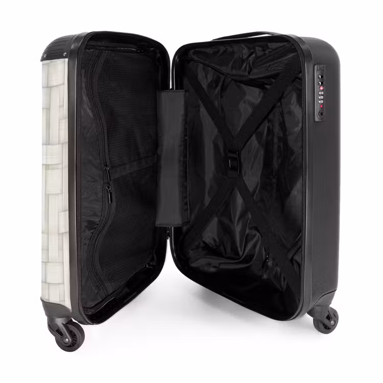 Valise - Vannerie - Rayures - Beige — 5