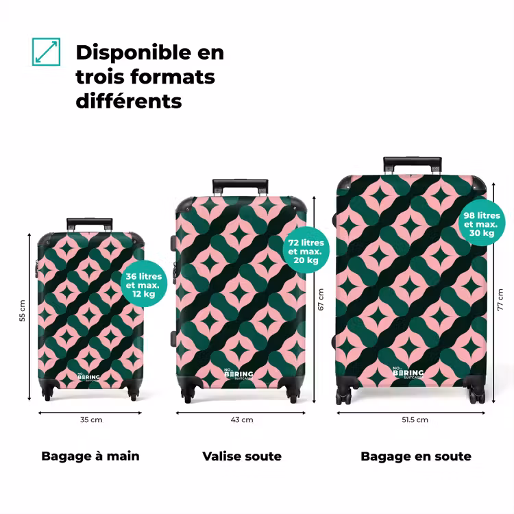 Valise - Vert - Rose - Rétro - Étoiles — 3