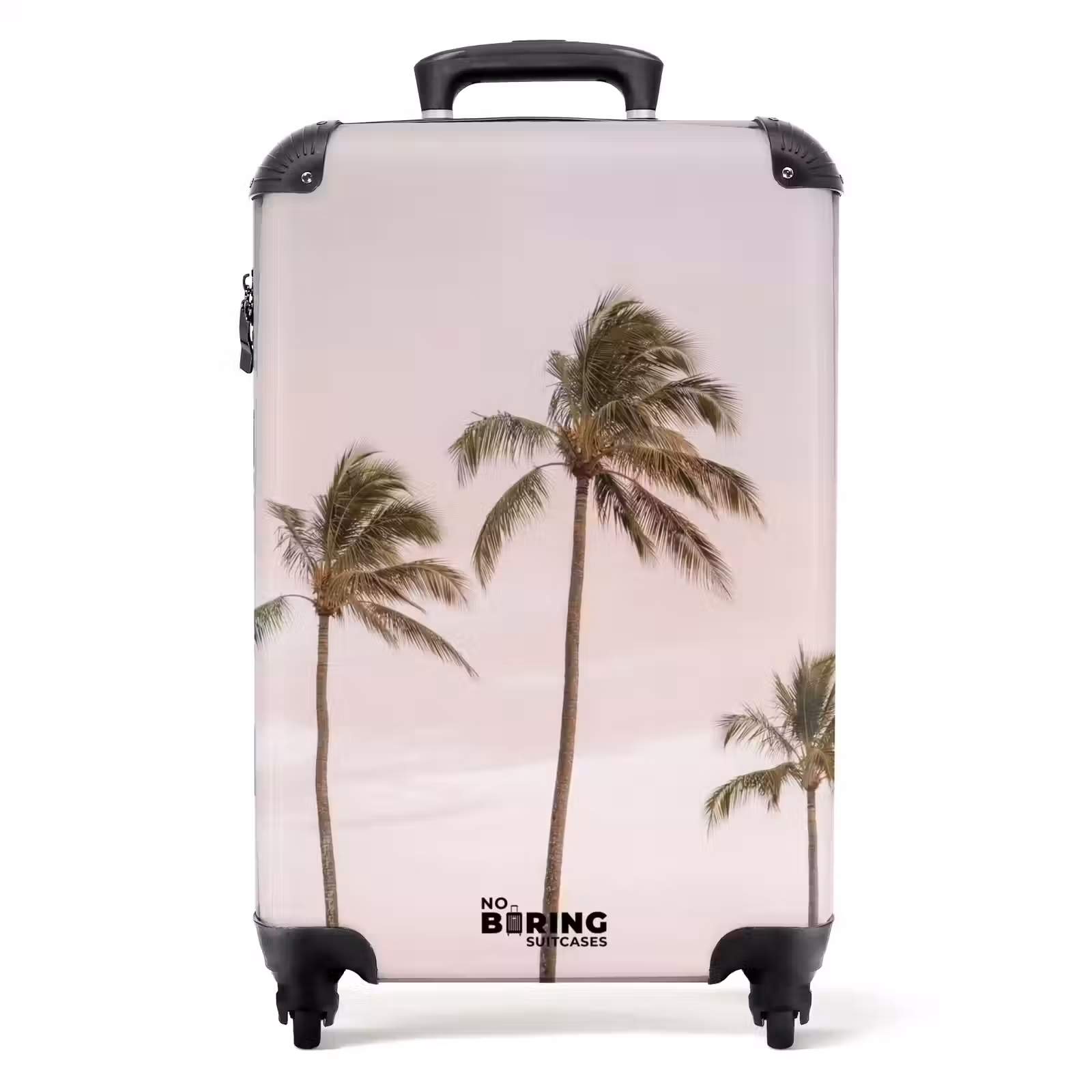 Valise - Palmiers - Coucher de soleil - Rose — 1