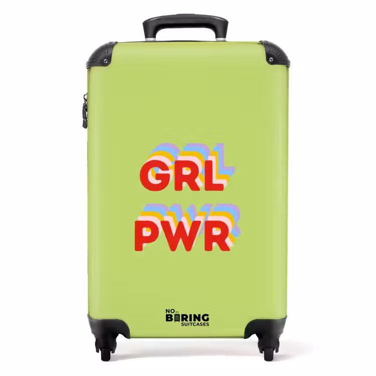 Valise - Grl pwr - Vert - Rouge - 3D — 1