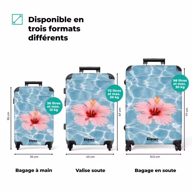 Valise - Hibiscus - Eau - Rose — 3