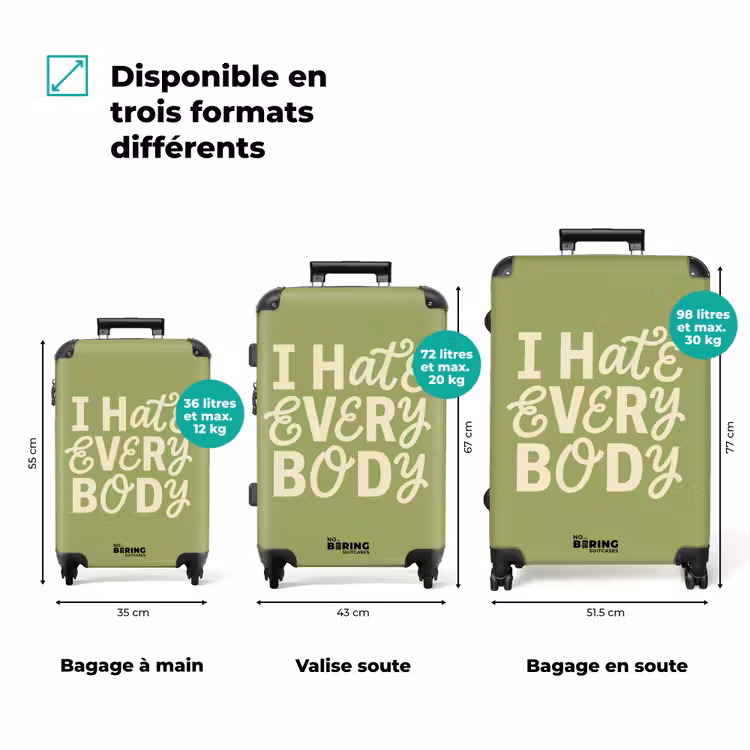 Valise - Je déteste tout le monde - Vert - Rétro — 3