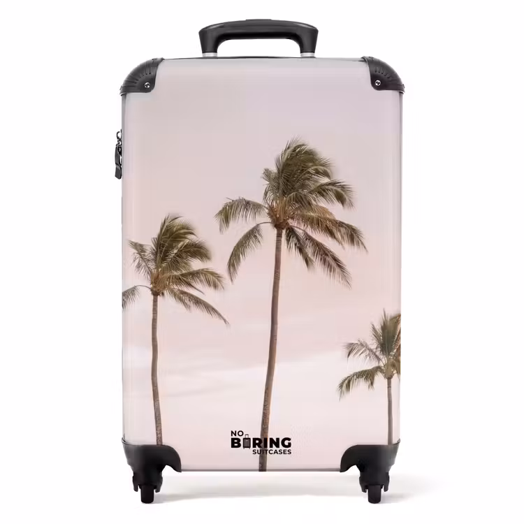 Valise - Palmiers - Coucher de soleil - Rose — 1