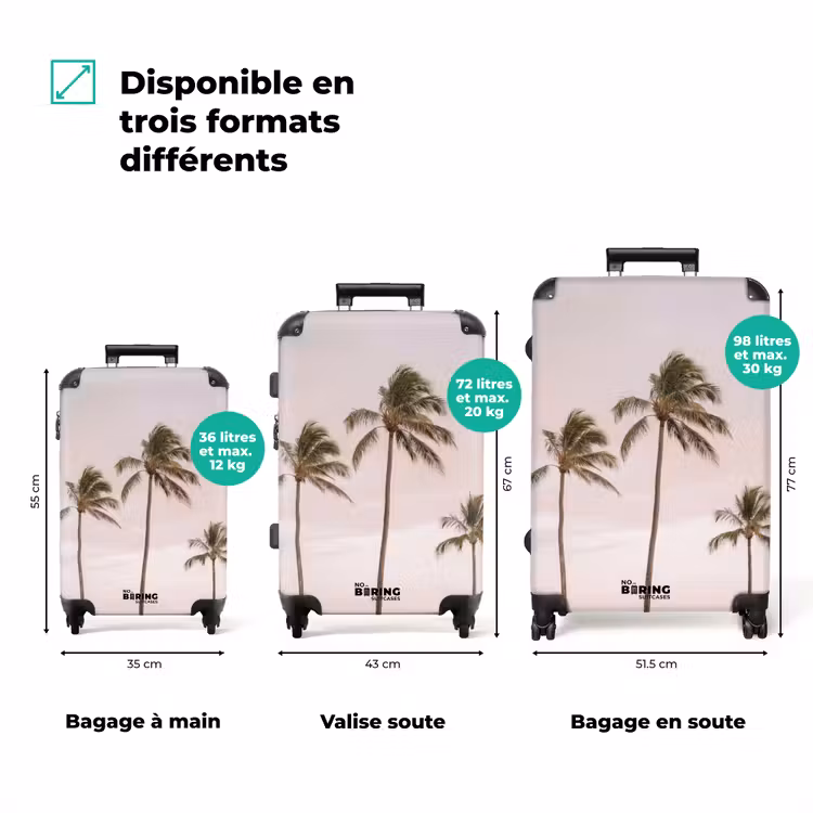 Valise - Palmiers - Coucher de soleil - Rose — 3