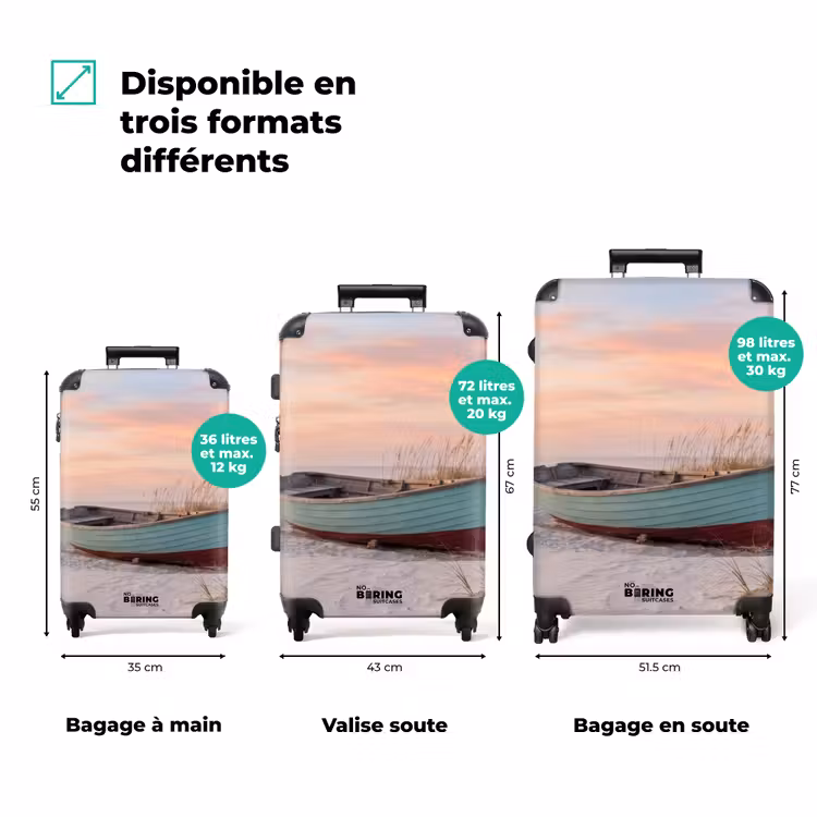 Valise - Rustique - Bateau à rames - Plage de sable — 3