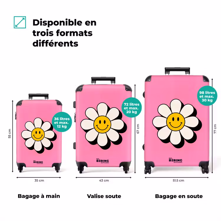 Valise - Smiley - Fleur - Rose — 3