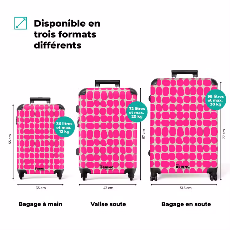 Valise avec nom - Pois - Motif - Rose — 3