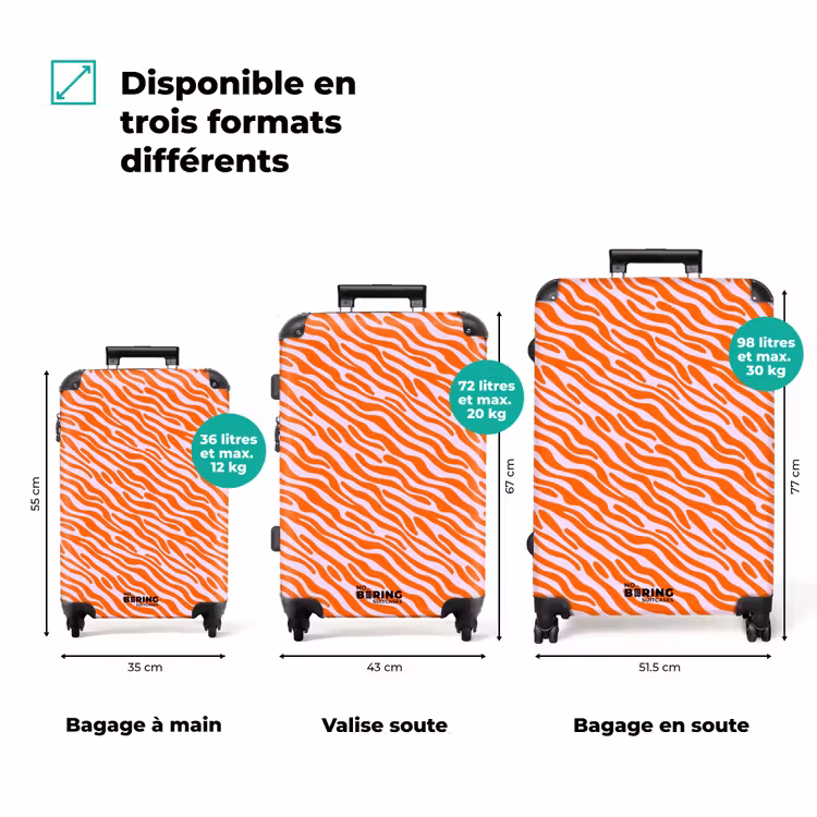 Valise avec nom - Rayures - Dynamique - Orange — 3