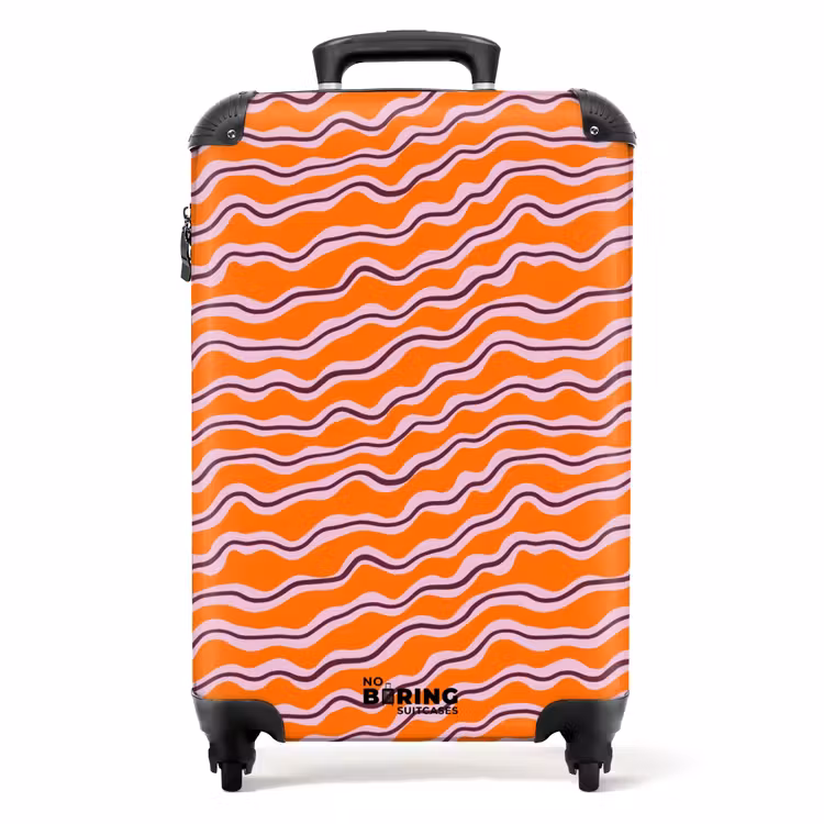 Valise avec nom - Retro - Wavy - Orange — 1