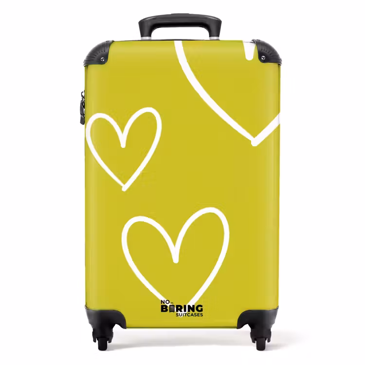 Valise - Vert - Cœurs - Blanc — 1