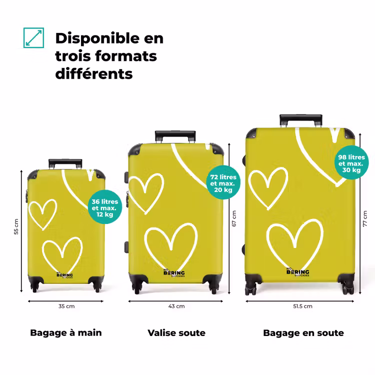 Valise - Vert - Cœurs - Blanc — 3