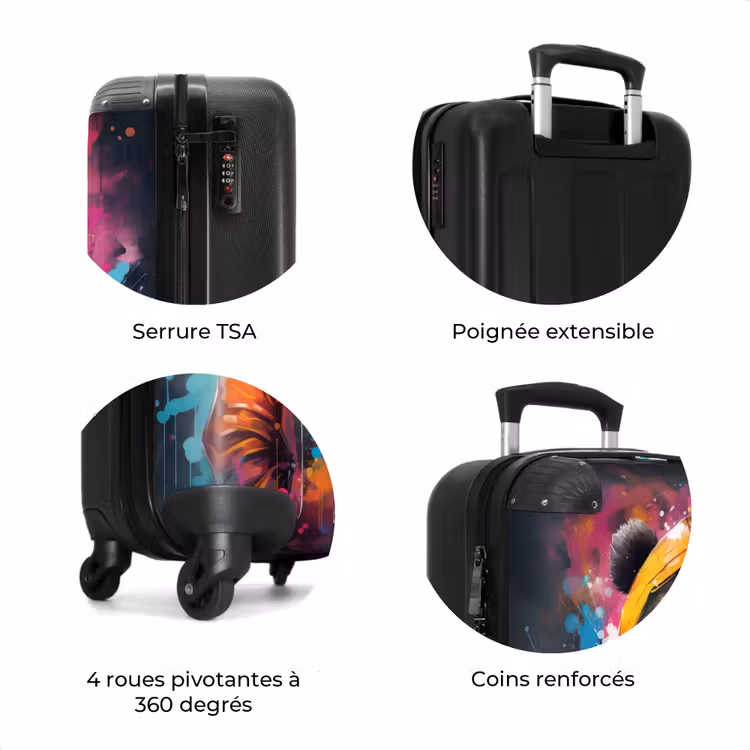 Valise - Panda avec veste orange et éclaboussures de peinture — 8