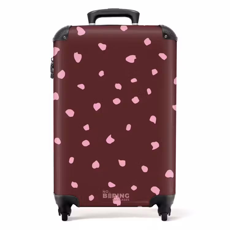 Valise - Taches roses sur fond bordeaux — 1