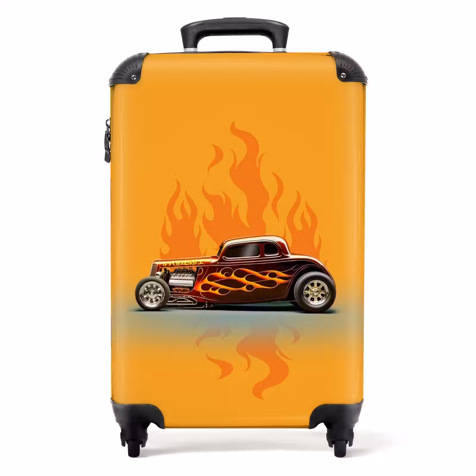 Valise - Voiture marron avec flammes jaunes — 1