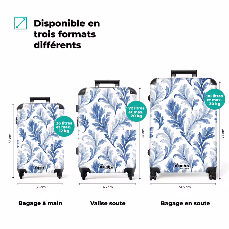 Valise - Motif baroque de feuilles bleues — 3
