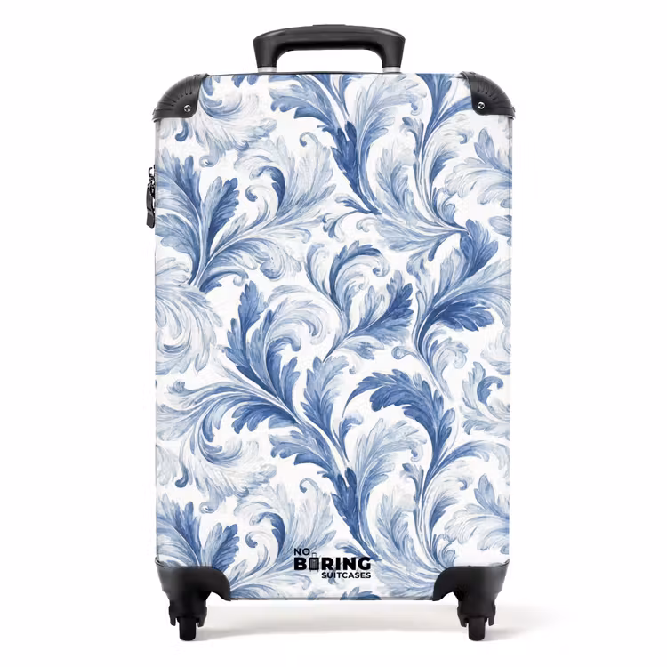 Valise - Motif baroque de feuilles bleues — 1