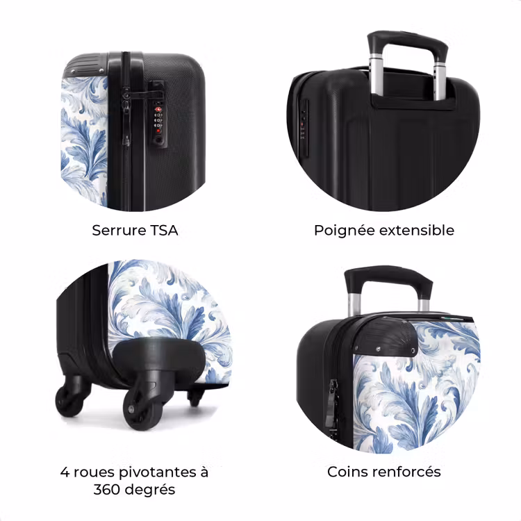 Valise - Motif baroque de feuilles bleues — 8