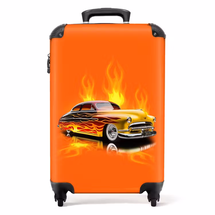 Valise - Voiture jaune avec flammes jaunes — 1