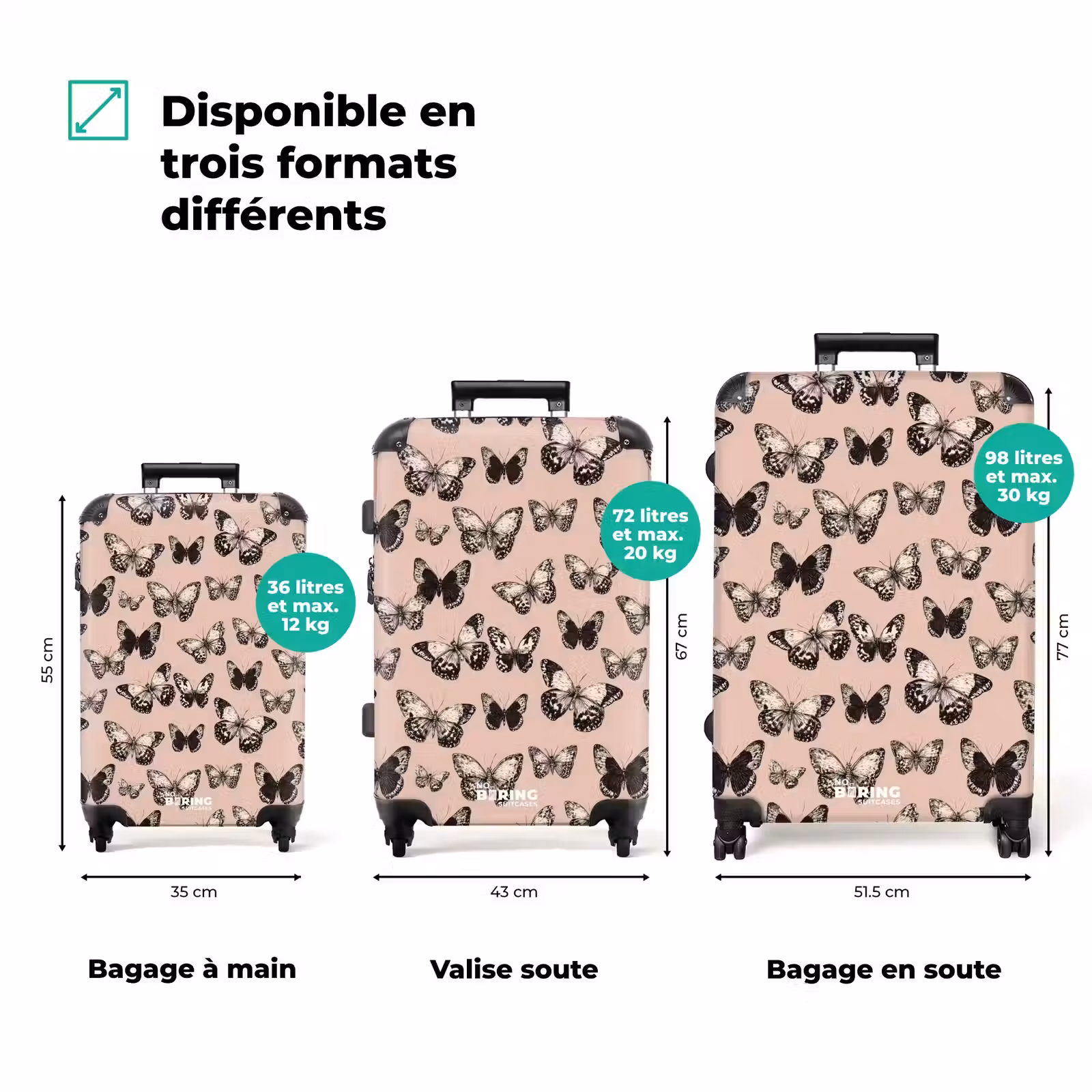 Valise - Intemporel - Papillons - Pêche — 1