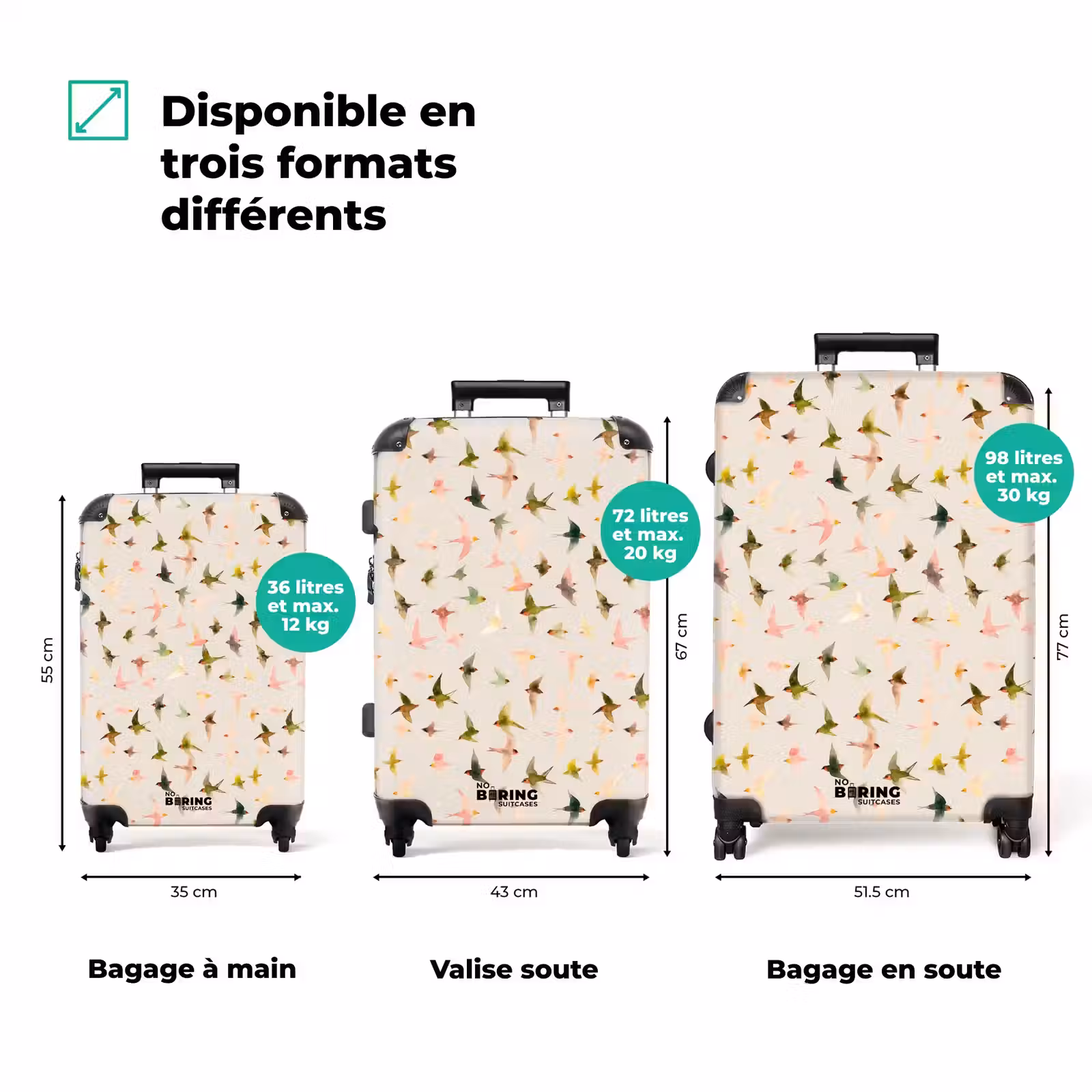 Valise - Oiseaux - mouches - colorés — 1