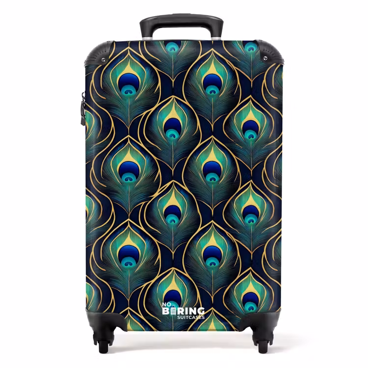 Valise - Paon - Plumes - Vert — 1