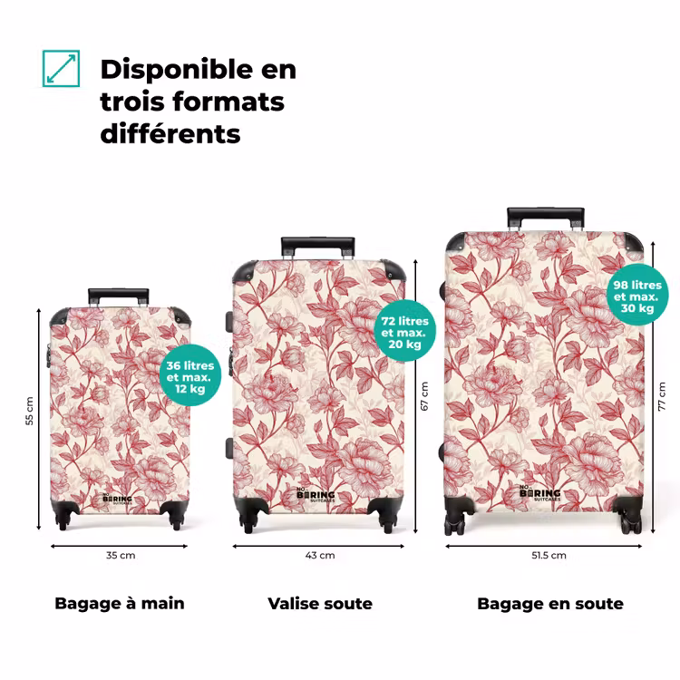 Valise - Pivoines - Modernes - Rouge — 1