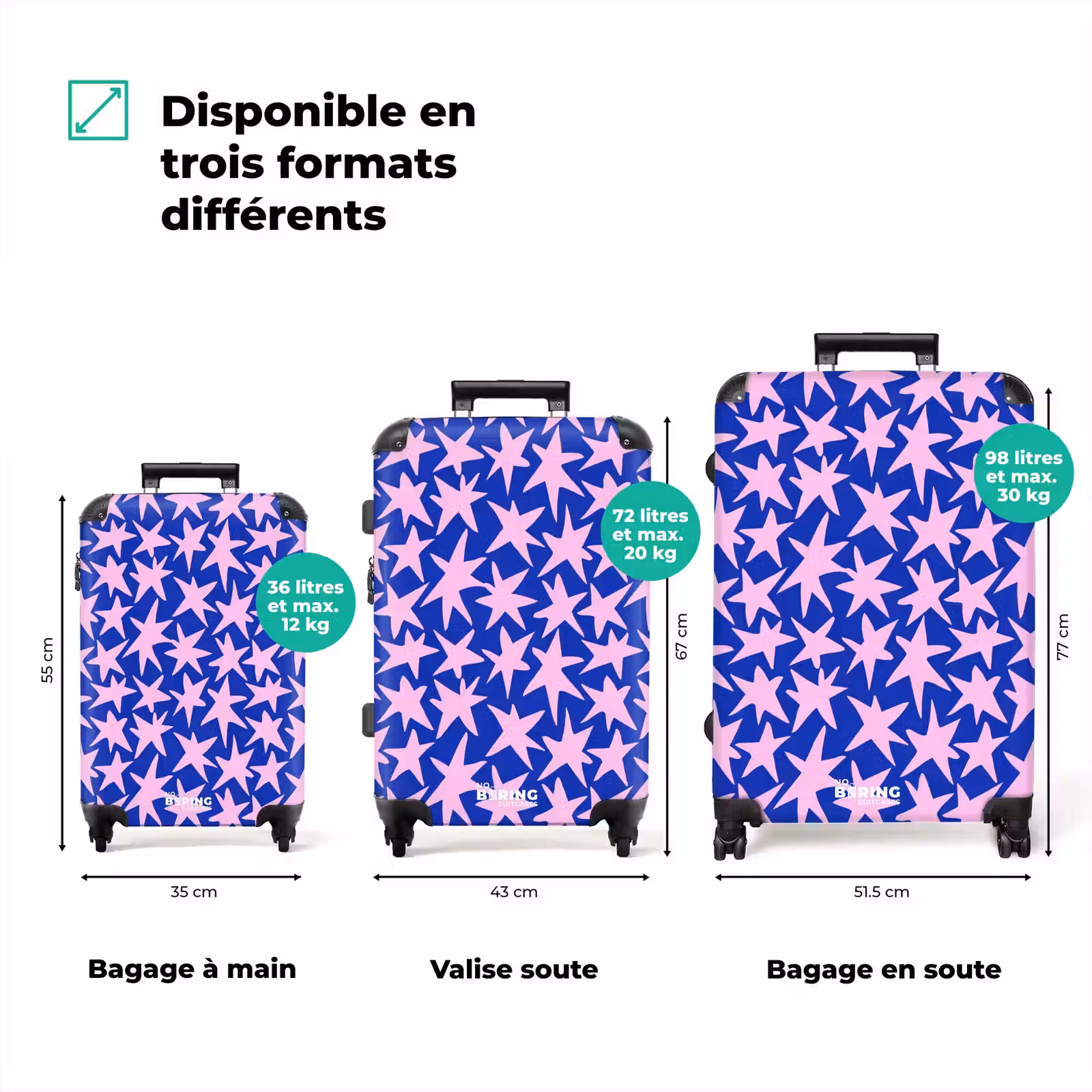 Valise - Moderne - Étoiles - Bleu — 1