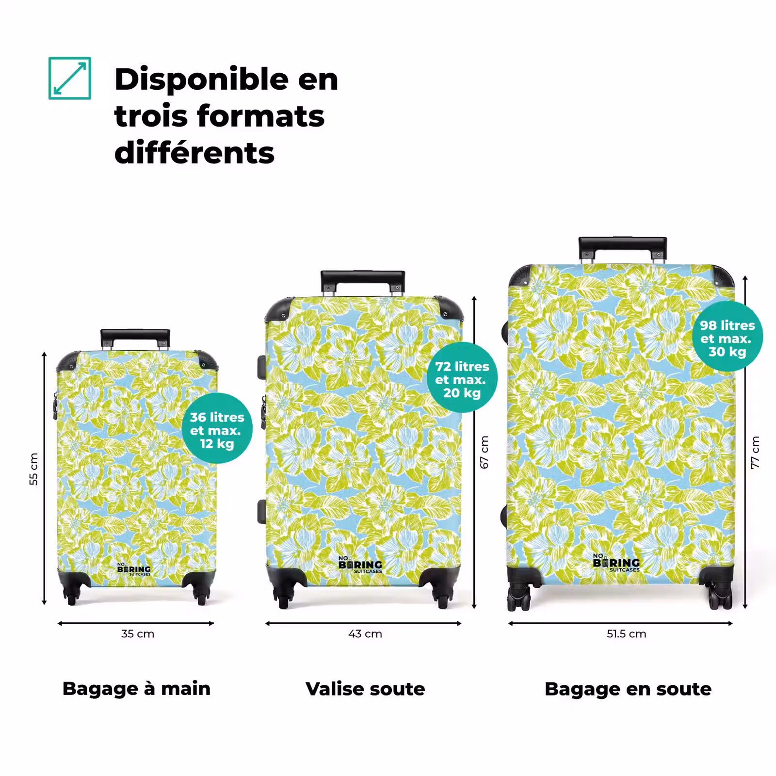 Valise - Moderne - Fleurs - Vert — 1