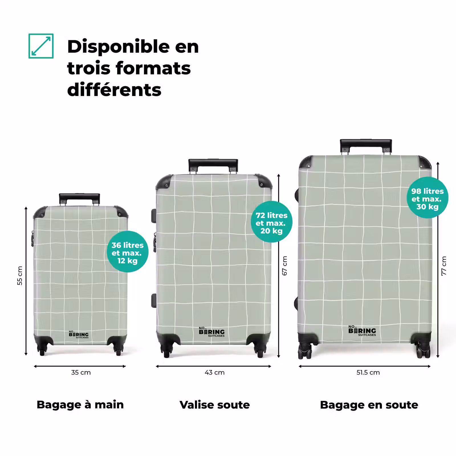 Valise - Motif en losanges - Ondulé - Vert — 1