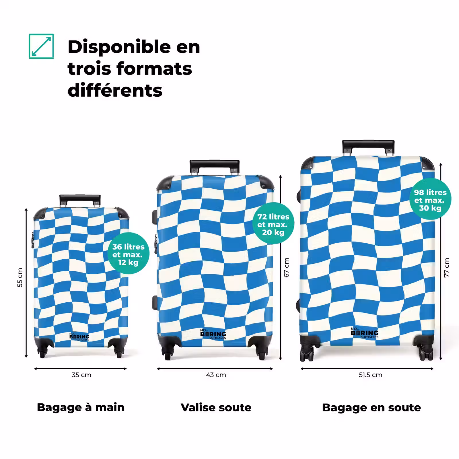 Valise - Ondulé - Motif - Bleu — 1