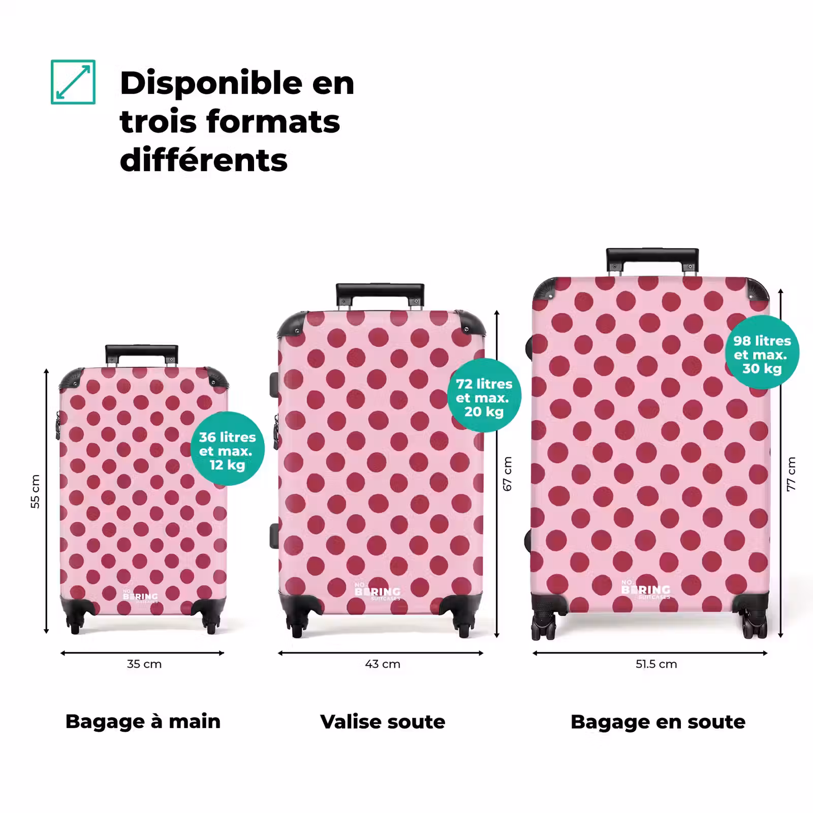 Valise - Pois - Motif - Bordeaux — 1