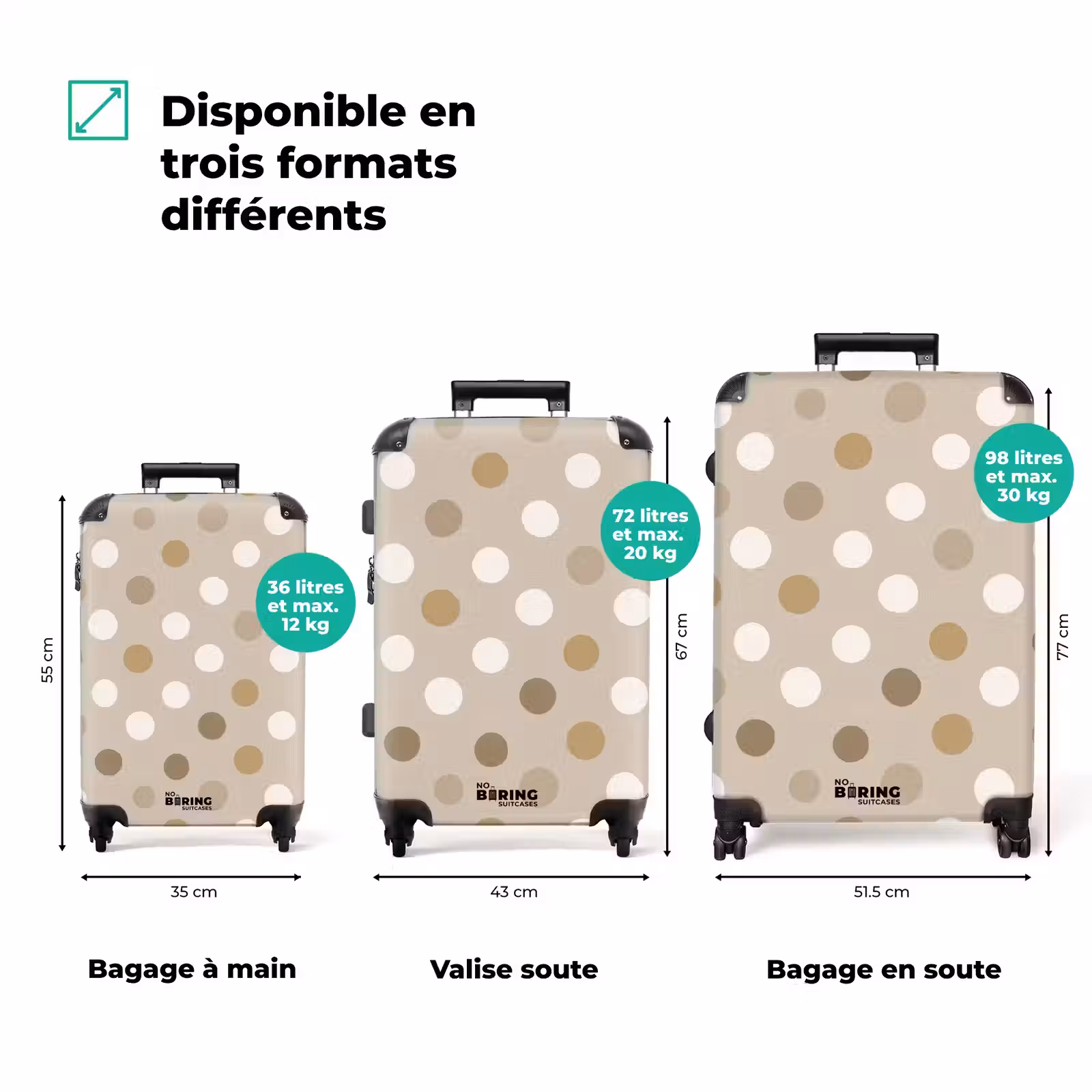 Valise - Polka - À pois - Beige — 1