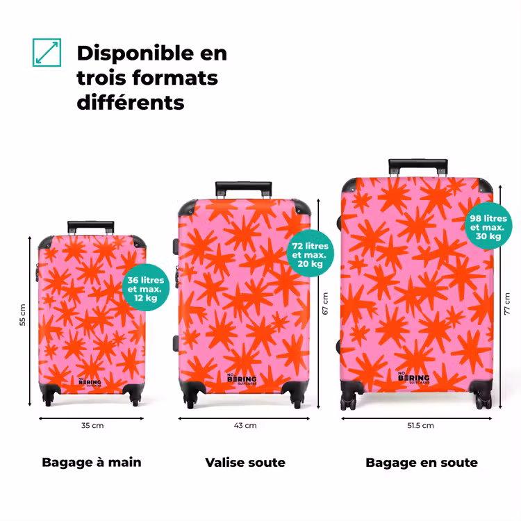Valise - Moderne - Étoiles - Rose — 1
