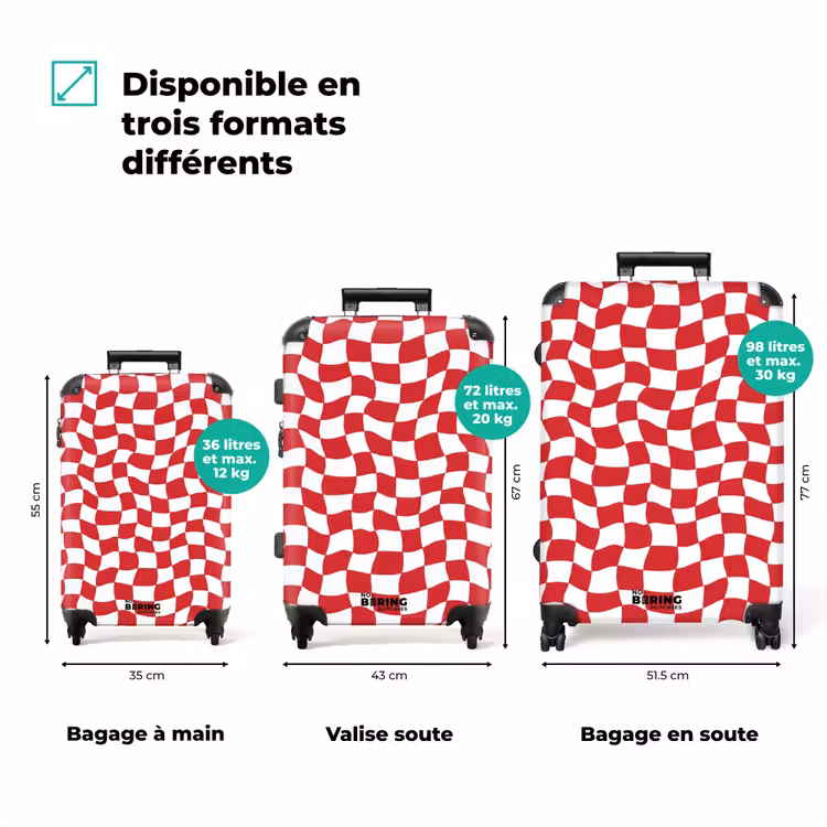 Valise - Ondulé - Motif - Rouge — 1