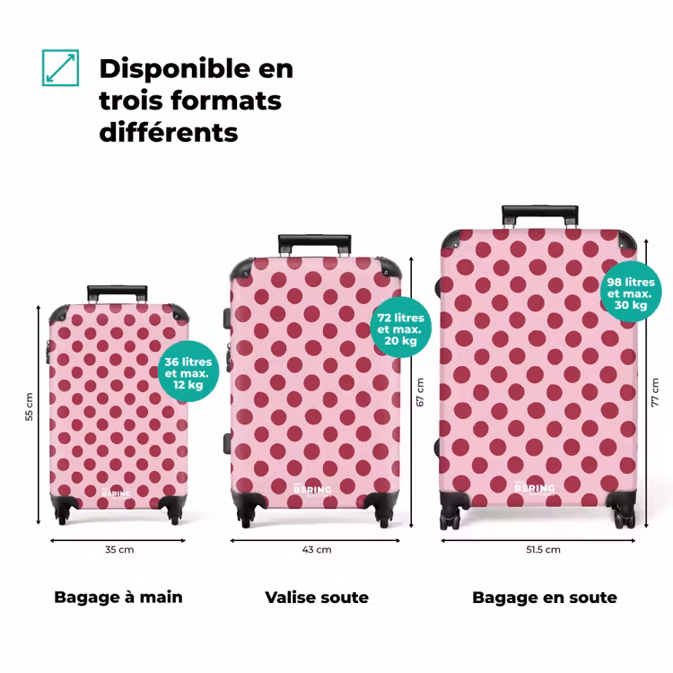 Valise - Pois - Motif - Bordeaux — 1
