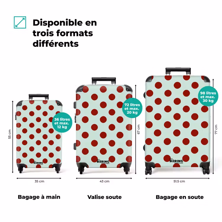Valise - Polka - À pois - Rouge — 1