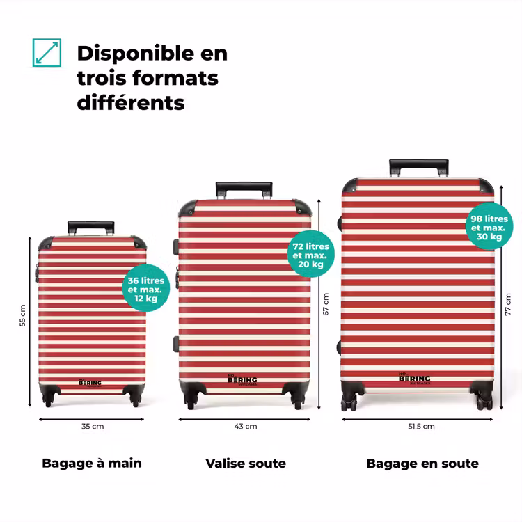 Valise - Rayures - Motif - Rouge — 1