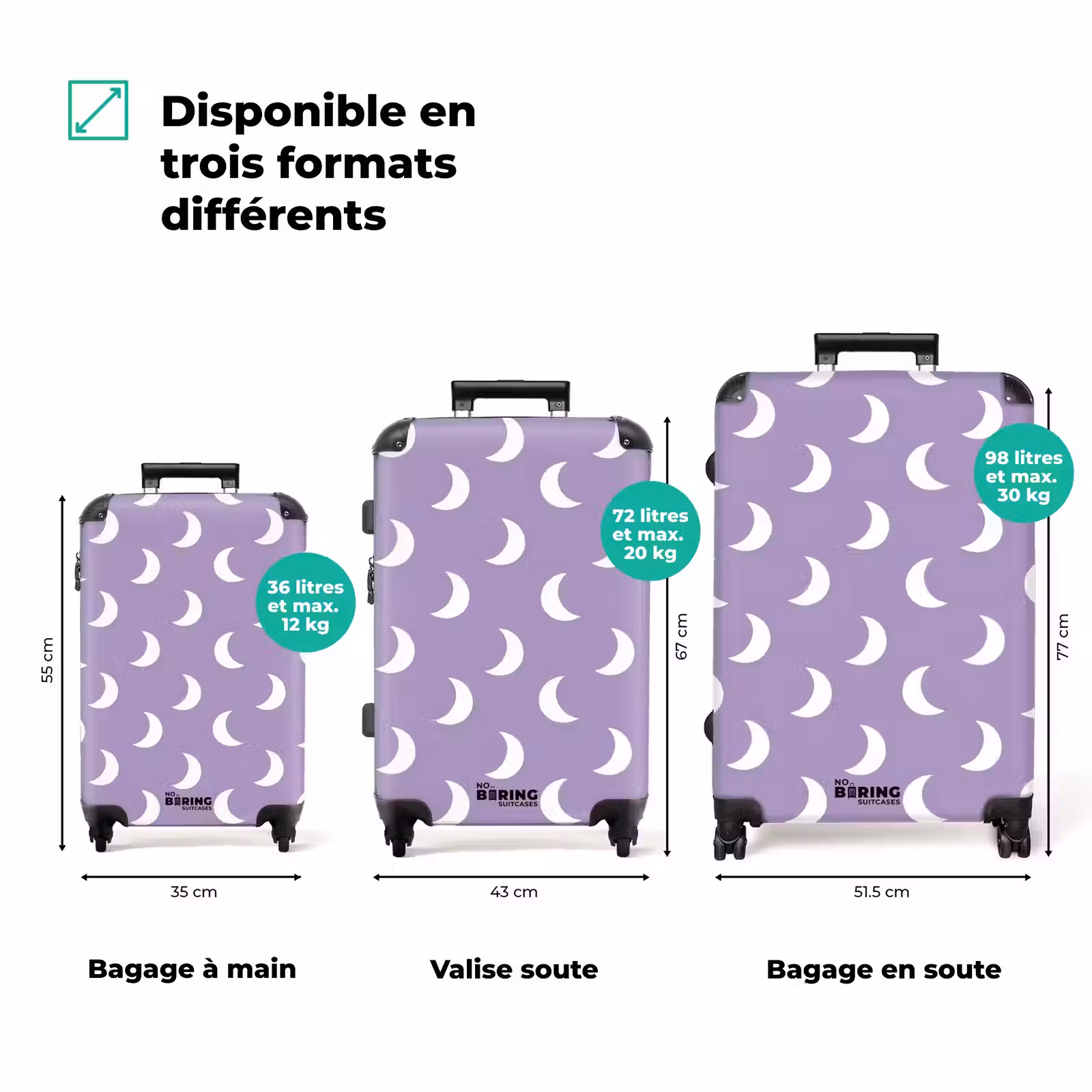 Valise - Lunes - Motif - Violet — 1