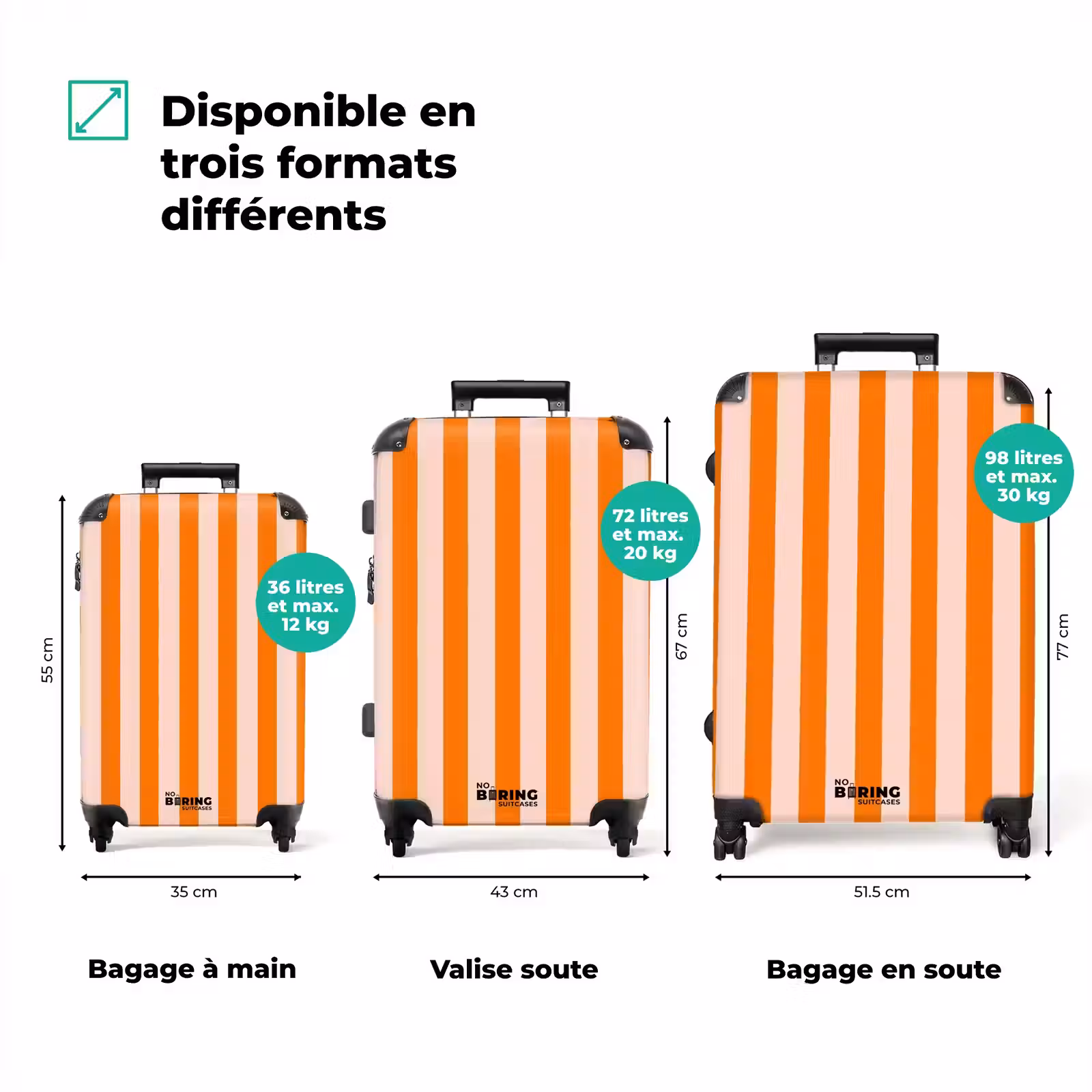 Valise - Rayures - Moderne - Orange — 1
