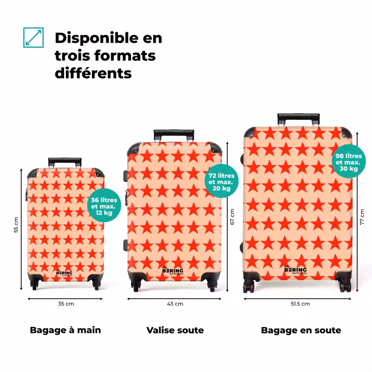 Valise - Motif - Étoiles - Rouge — 1