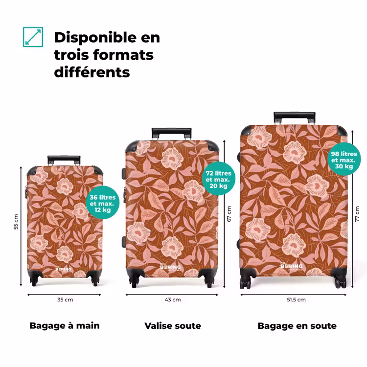 Valise - Motif - Feuilles - Terre cuite — 1