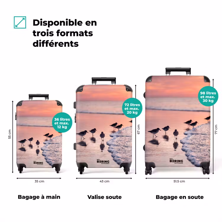 Valise - Mouettes - Plage - Mer - Rose — 3