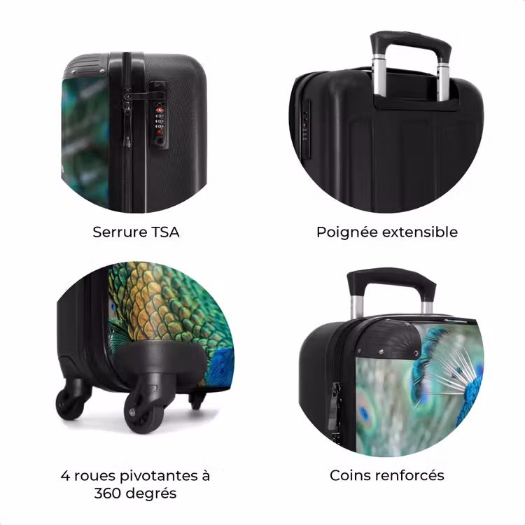 Valise - Paon - Plumes - Bleu — 8