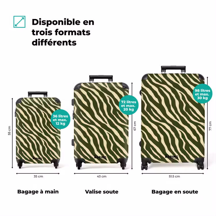 Valise - Zèbre - Motif - Vert — 1