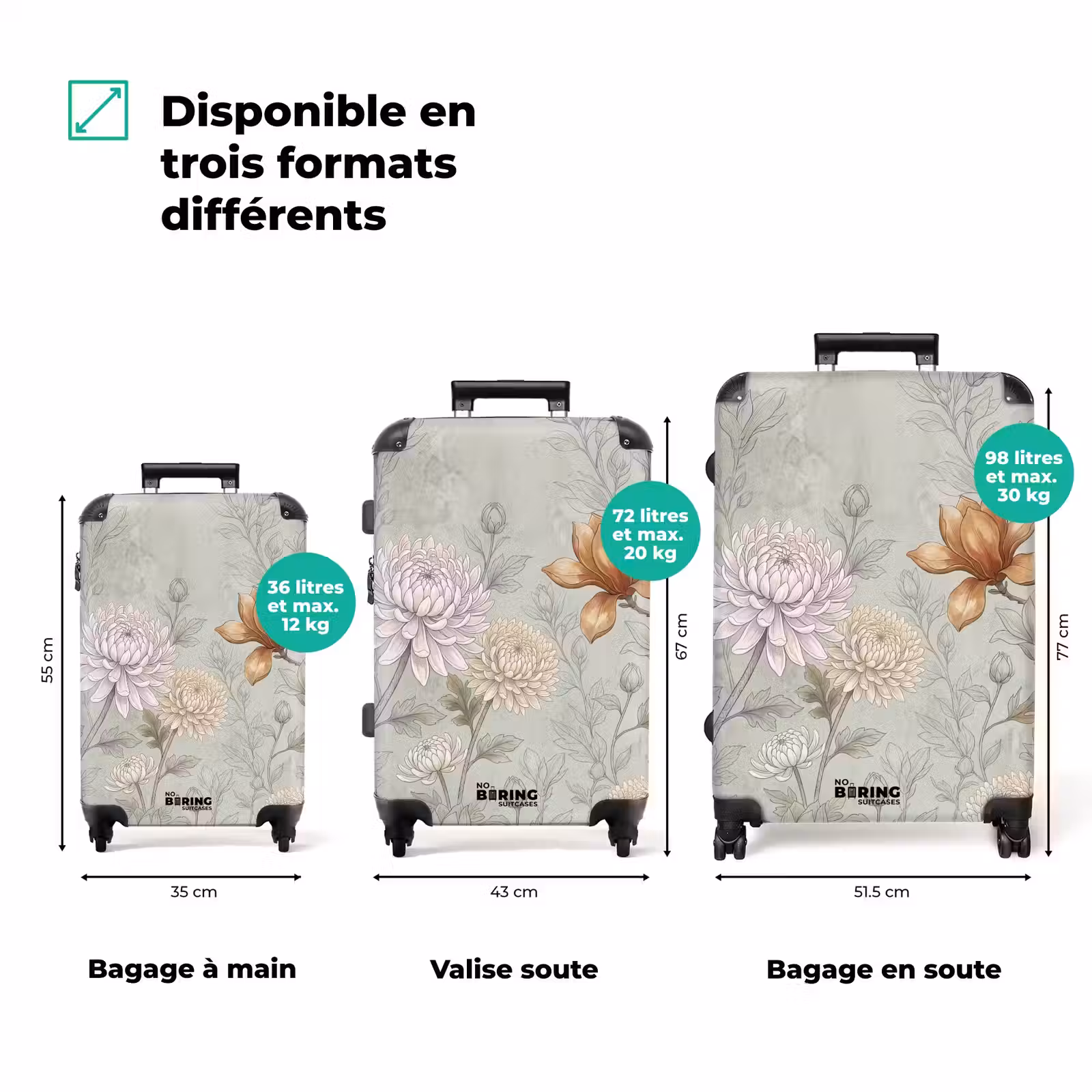 Valise - Illustration - Fleurs - Vert — 1