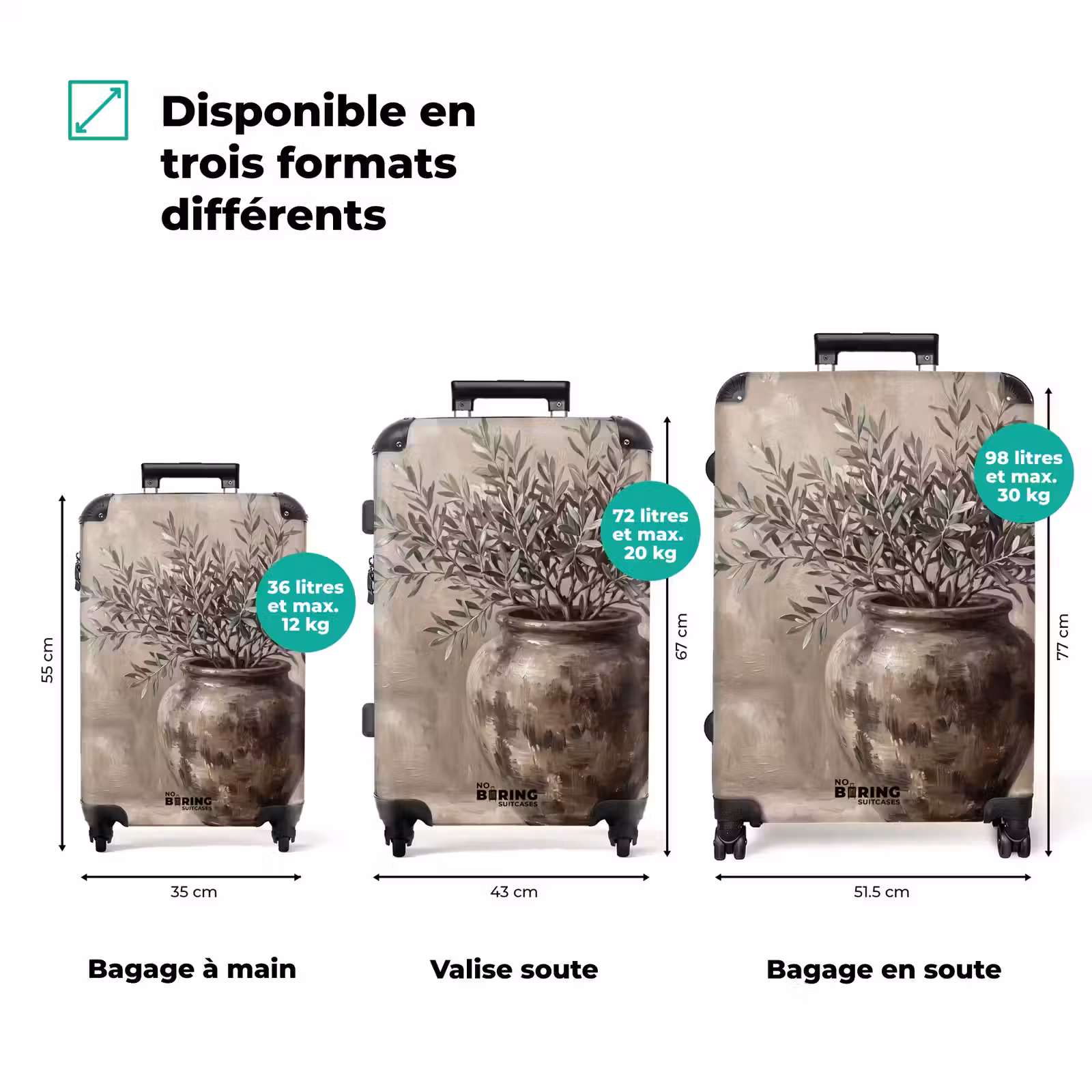 Valise - Olivier - Pot en terre cuite - Abstrait - Beige — 1