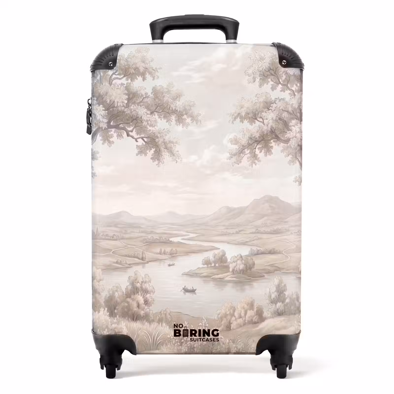 Valise - Paysage fluvial - Montagnes - Nature - Vintage - Beige — 1