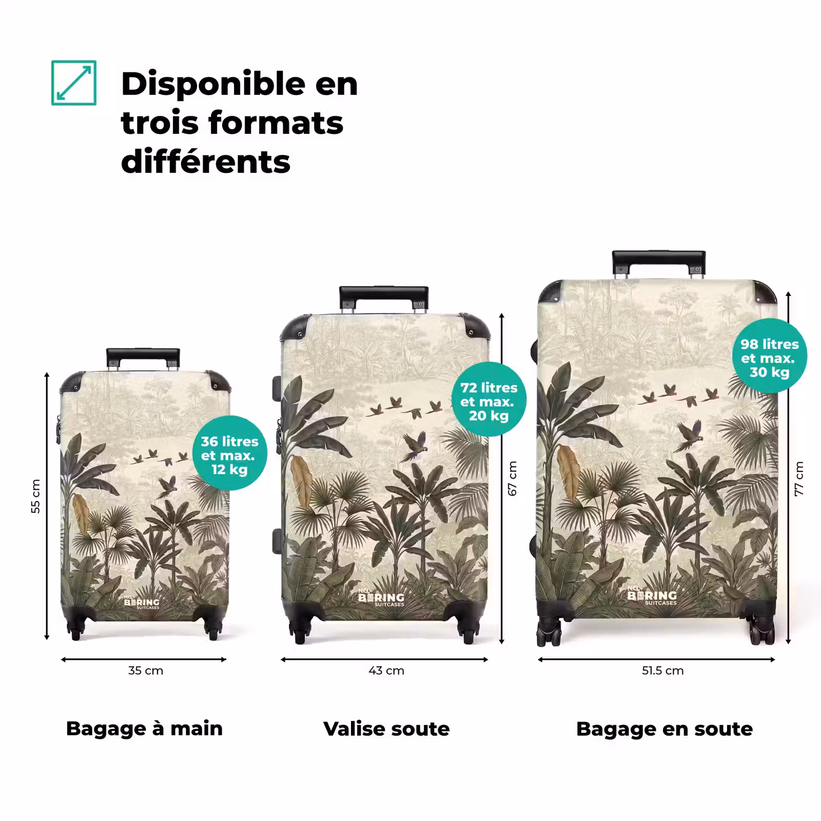 Valise - Perroquets - Jungle - Tropical - Vert — 1