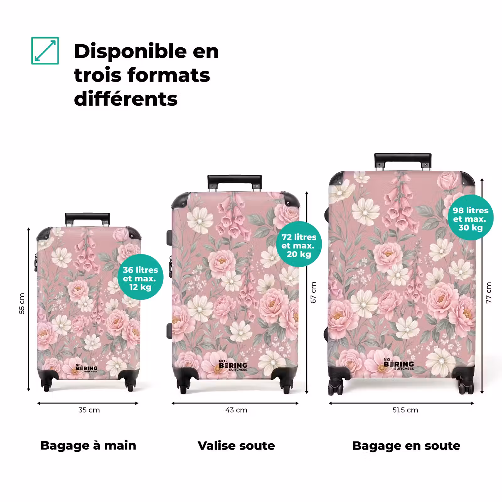 Valise - Pivoines - Digitaire - Rose — 1